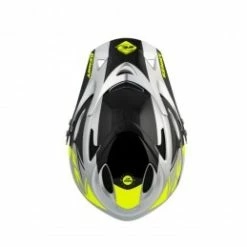 Marque Casque Intégral Kenny® Down Hill - Gris/Jaune Fluo -Équipements BMX Enfant Soldes casque downhill neon yellow silver 2